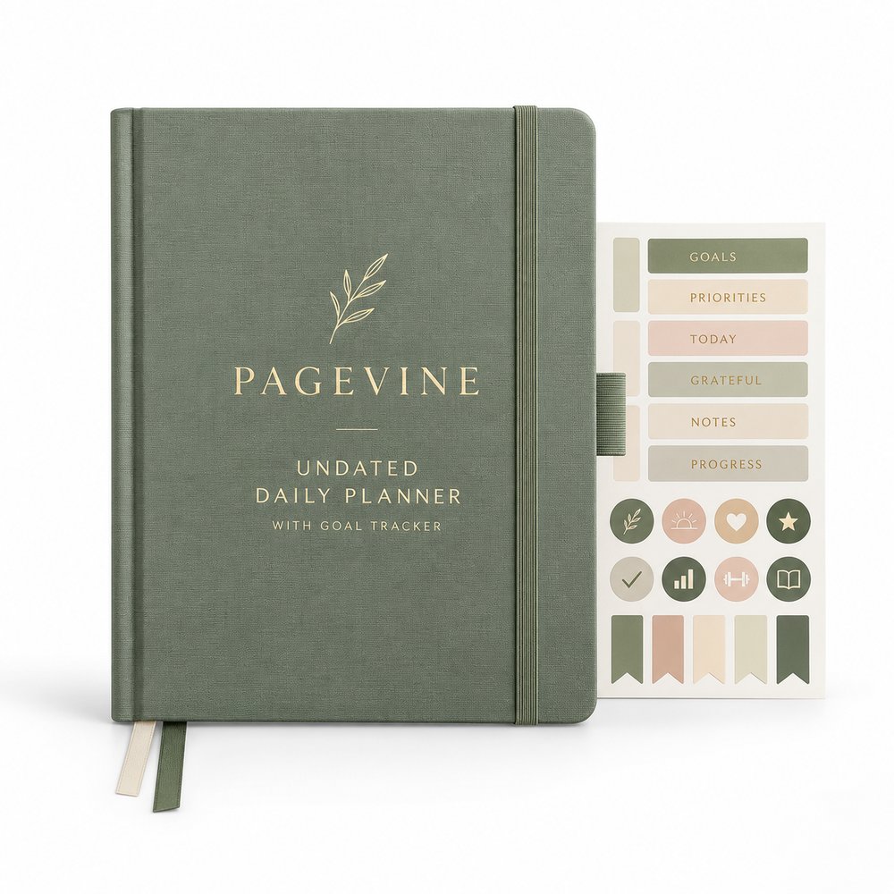 Pagevine Undated Daily Planner with Goal Tracker