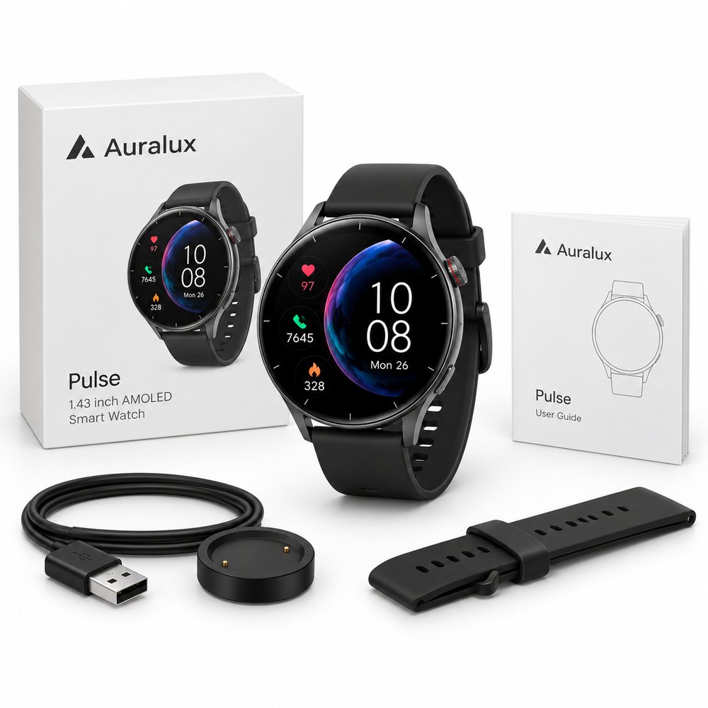Auralux Pulse 1.43" AMOLED Smart Watch with Bluetooth Calling