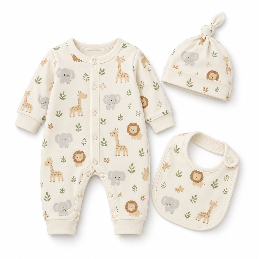 Tinyloom Baby Cotton Romper Set (3 Pieces, 0-12 Months)