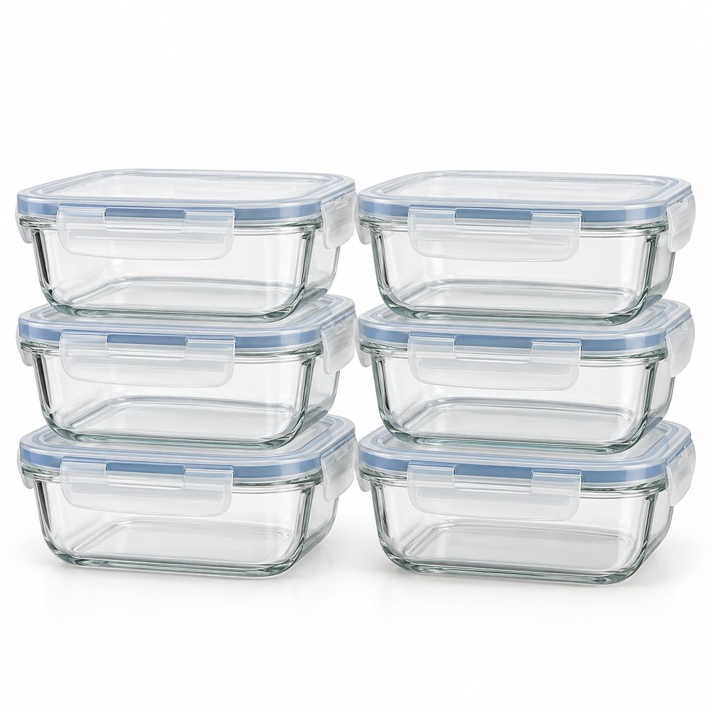 Homeva 6-Piece Airtight Glass Food Container Set